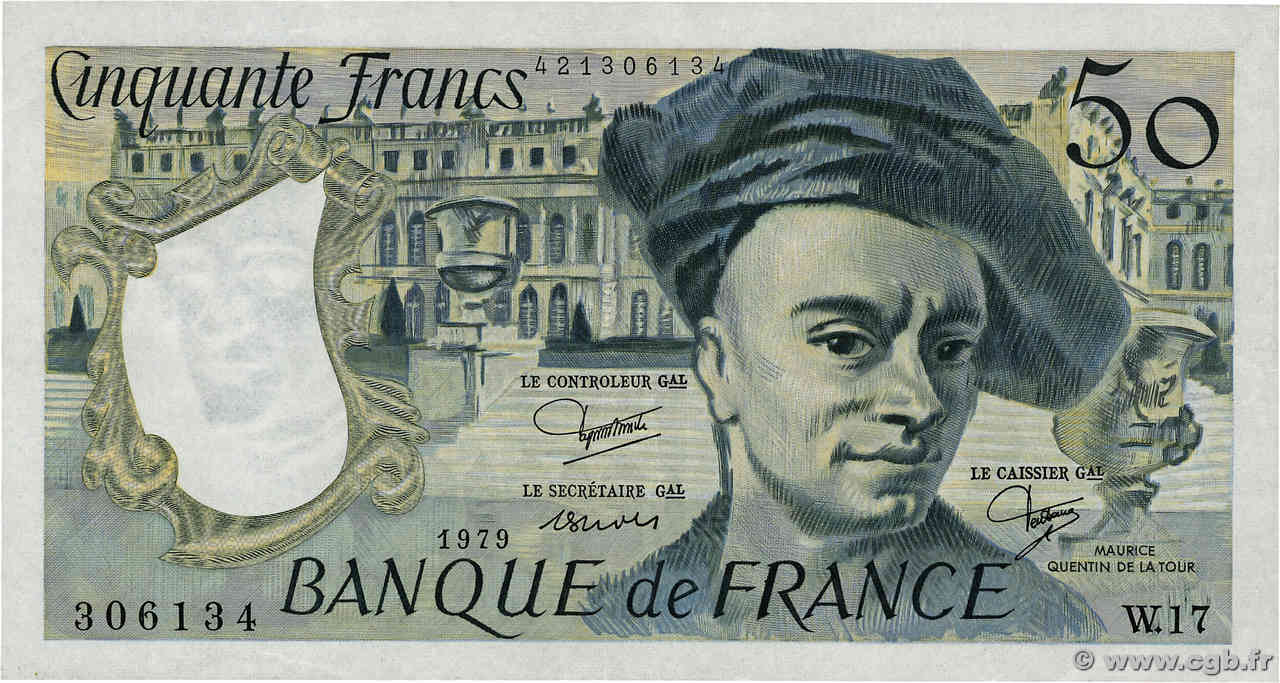 50 Francs QUENTIN DE LA TOUR FRANCIA  1979 F.67.05 q.SPL