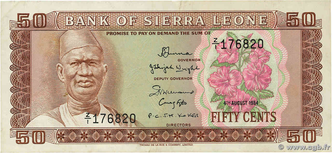 50 Cents SIERRA LEONE  1984 P.04e TTB