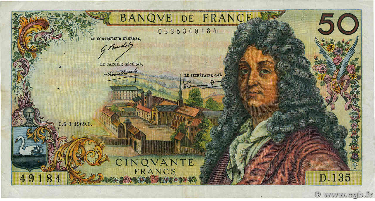 50 Francs RACINE FRANCE  1969 F.64.13 F+