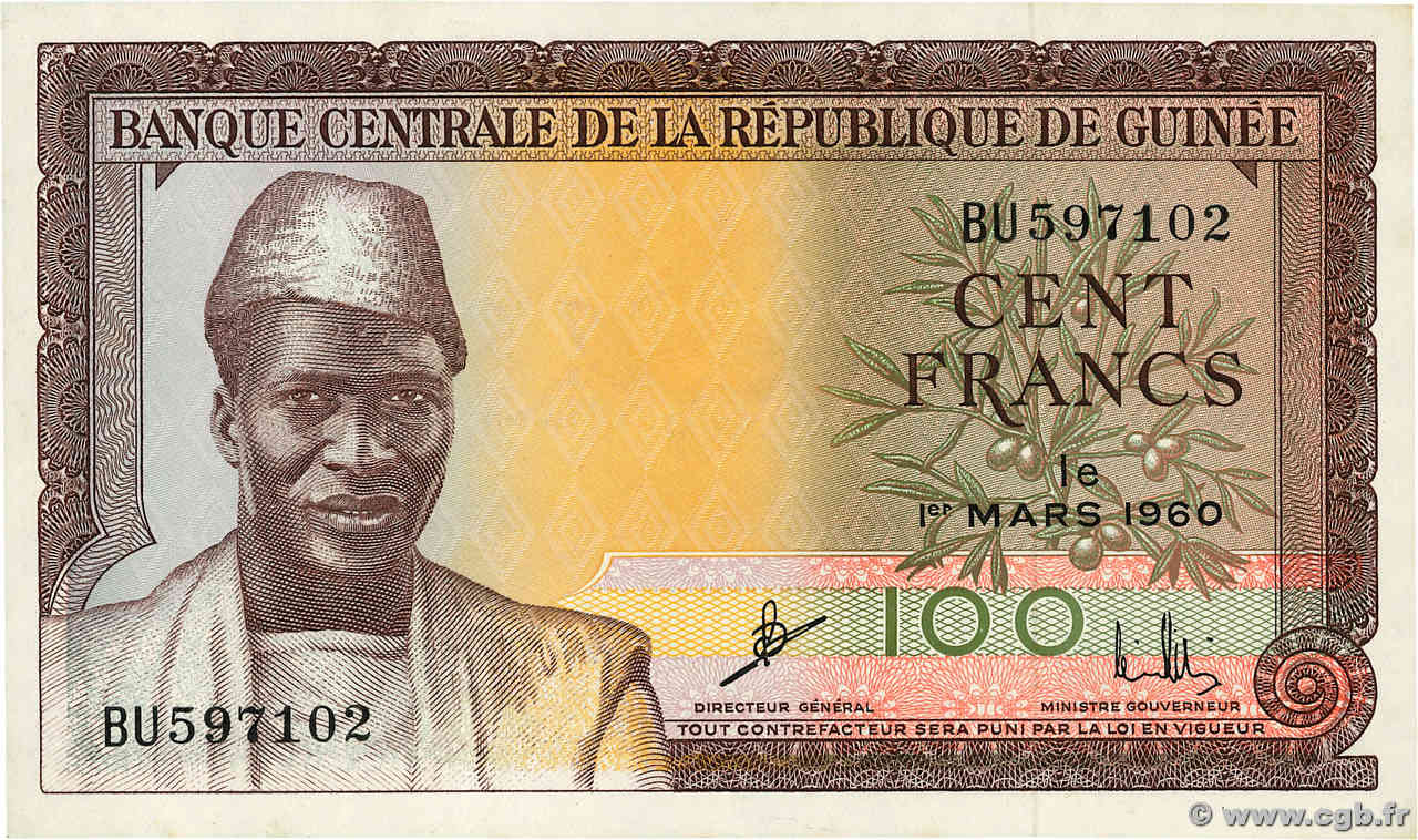 100 Francs GUINÉE  1960 P.13a NEUF