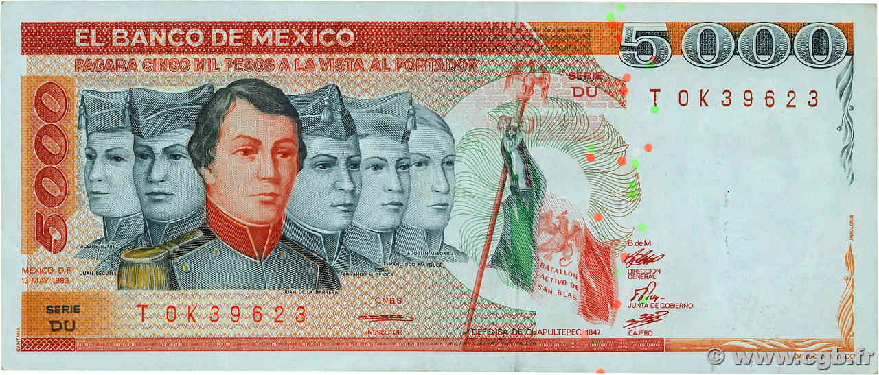 5000 Pesos MEXIQUE  1983 P.083a TTB+