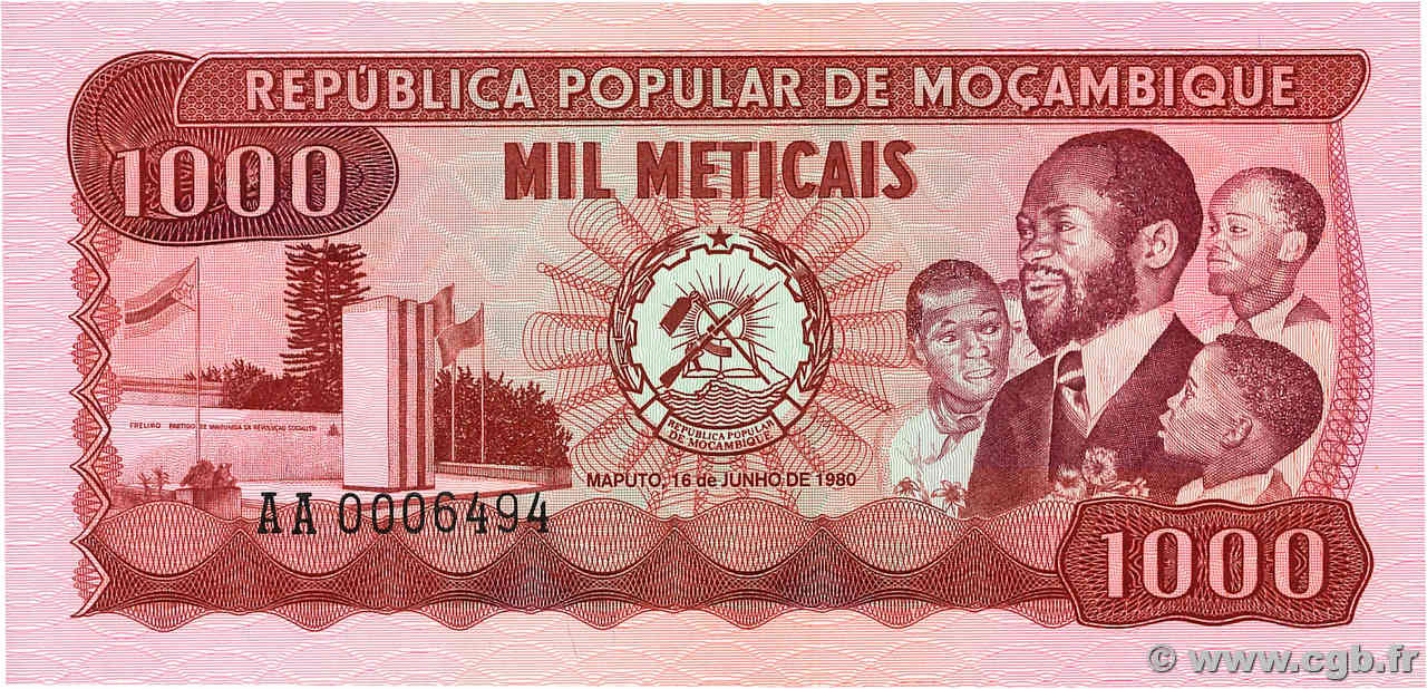 1000 Meticais MOZAMBIK  1980 P.128 ST