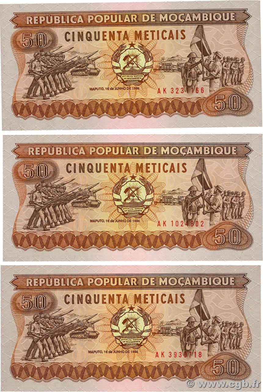 50 Meticais Lot MOZAMBIQUE  1986 P.129b SC+