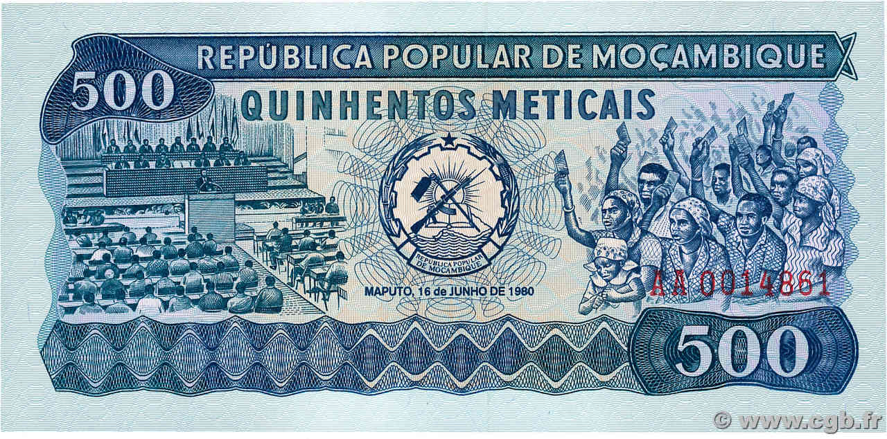 500 Meticais MOZAMBIQUE  1980 P.127 UNC