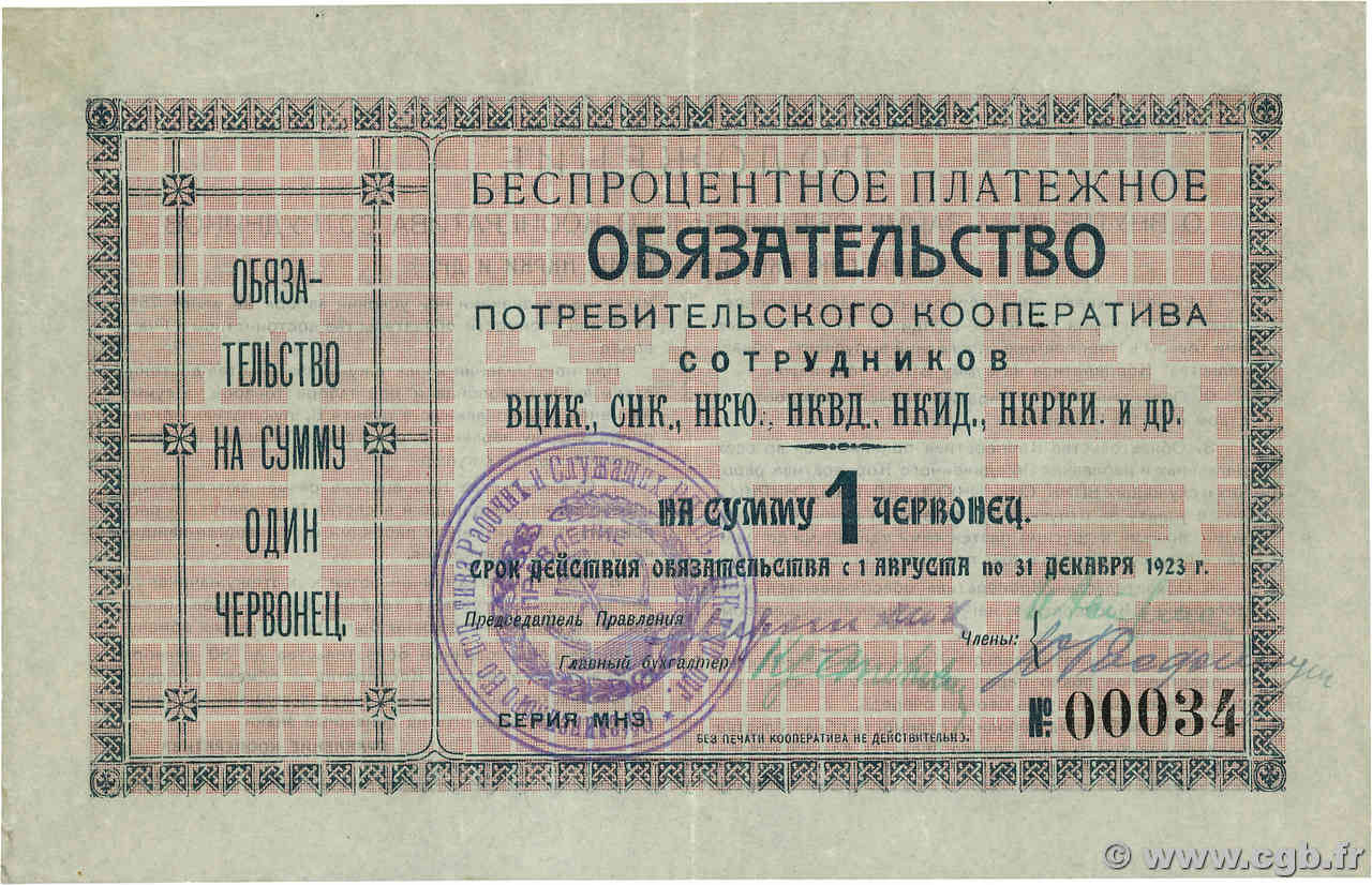 1 Chervonetz RUSSIA  1923 P.- q.SPL