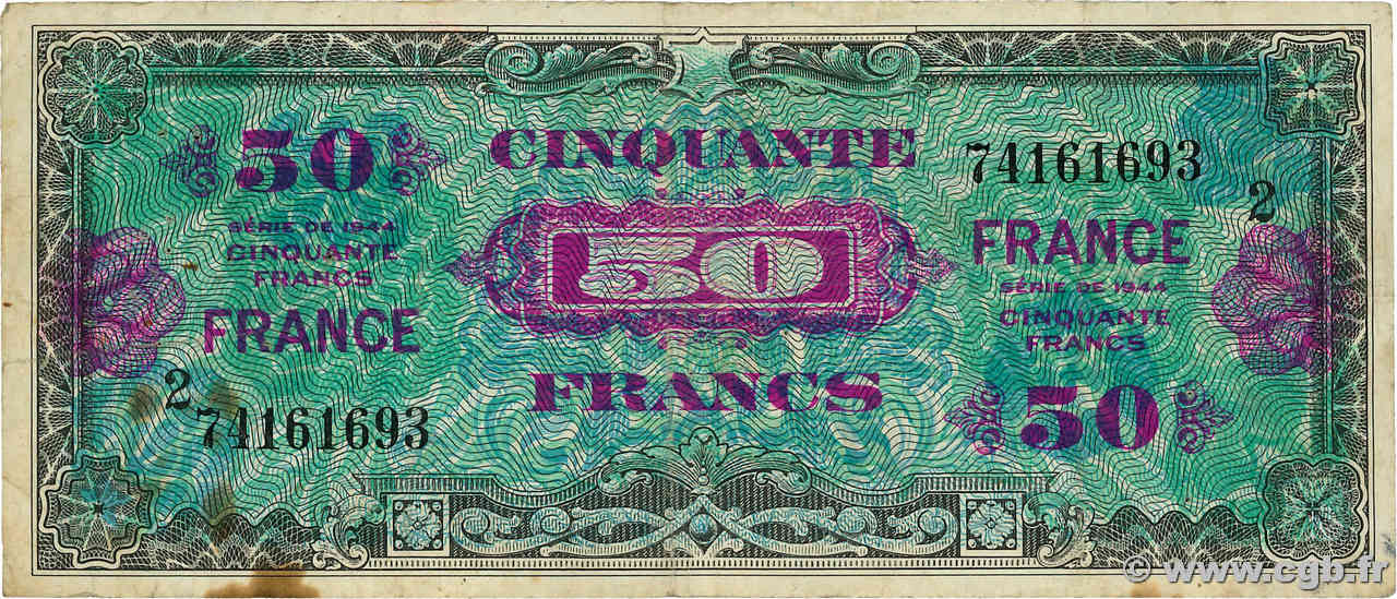 50 Francs FRANCE FRANKREICH  1945 VF.24.02 S