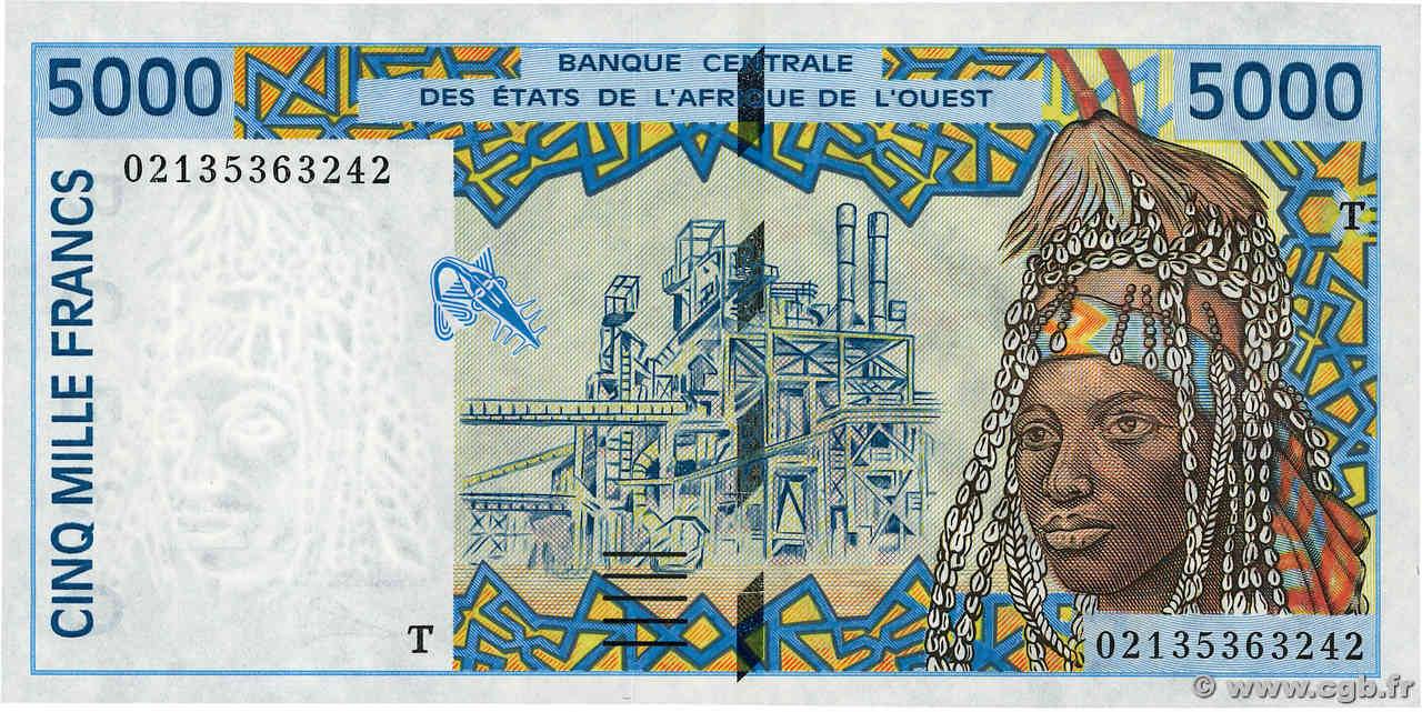 5000 Francs ÉTATS DE L AFRIQUE DE L OUEST  2002 P.813Tk NEUF