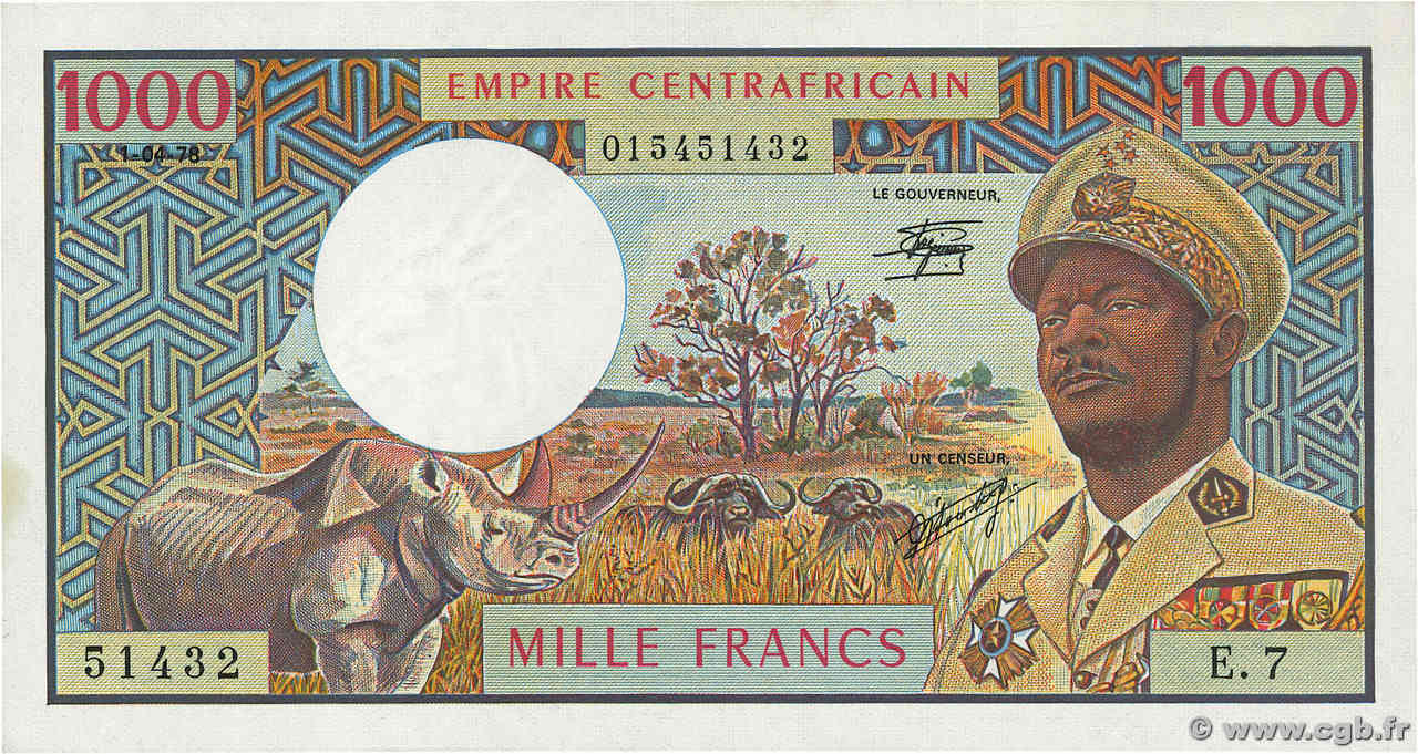 1000 Francs CENTRAL AFRICAN REPUBLIC  1978 P.06 AU-