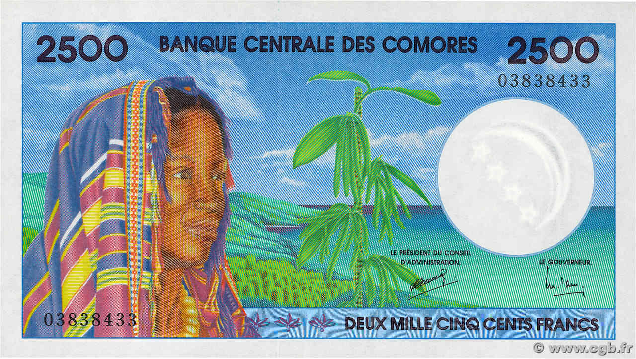 2500 Francs COMORES  1997 P.13 pr.NEUF