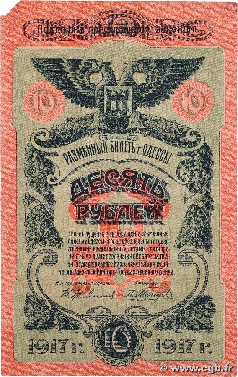 10 Roubles RUSSIA Odessa 1917 PS.0336 VF