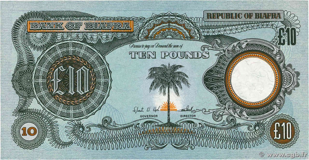 10 Pounds BIAFRA  1968 P.07b ST