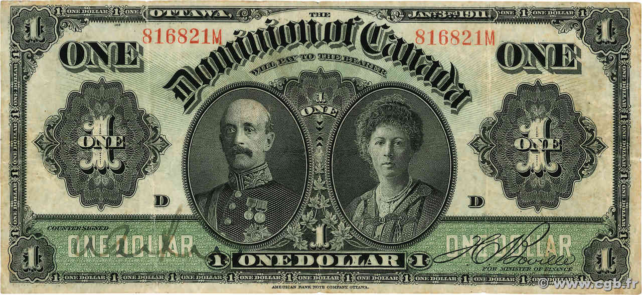 1 Dollar CANADA  1911 P.027b TB+