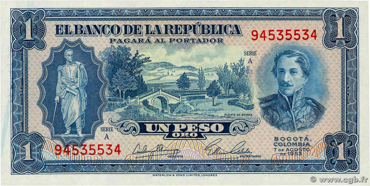 1 Peso Oro COLOMBIE  1953 P.398 NEUF