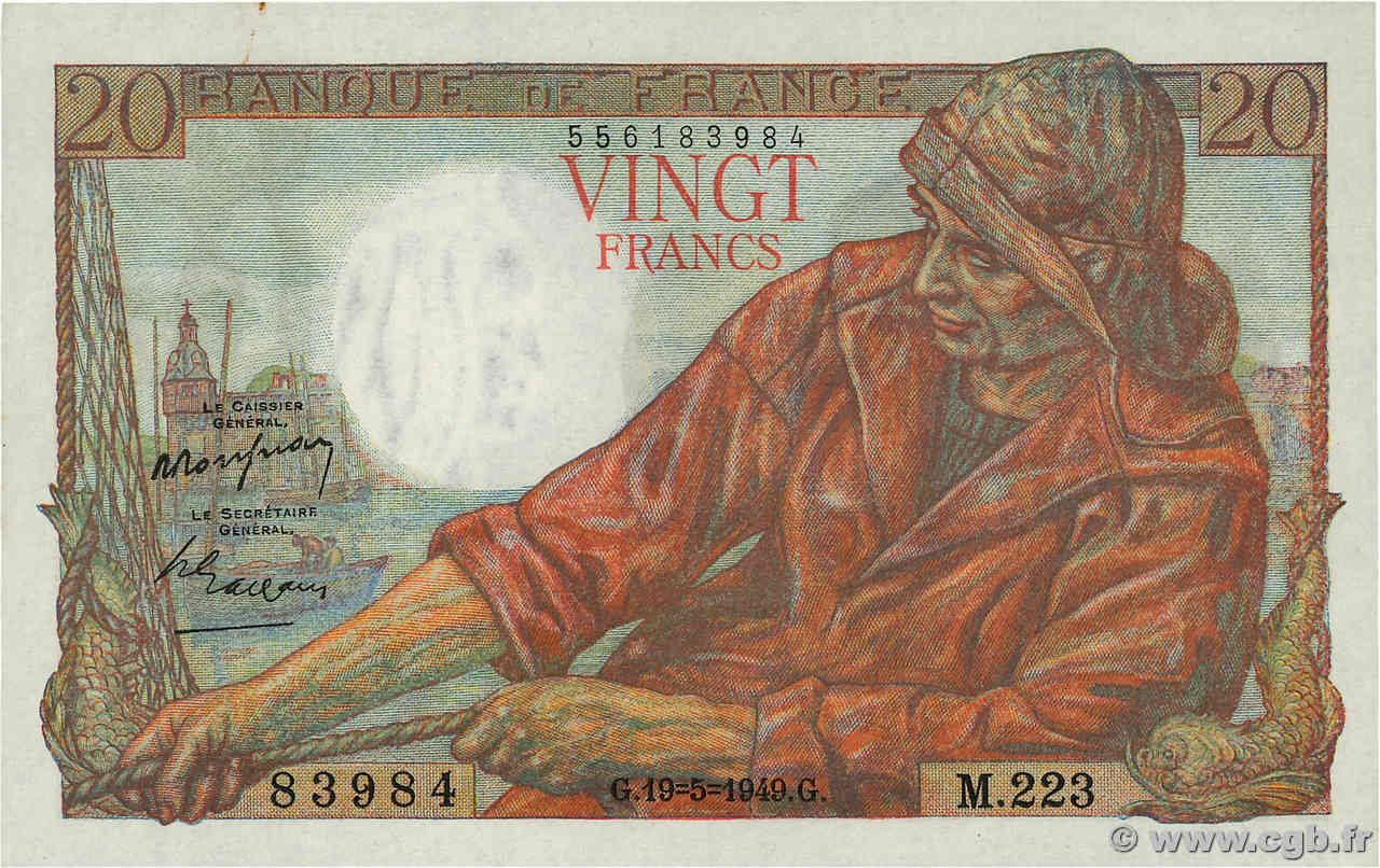 20 Francs PÊCHEUR FRANCE  1949 F.13.15 pr.NEUF
