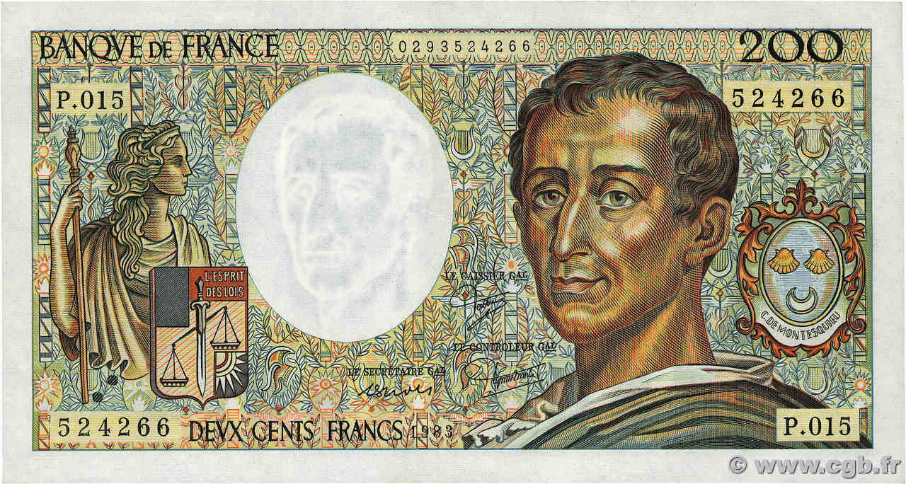 200 Francs MONTESQUIEU FRANCE  1982 F.70.02 SUP