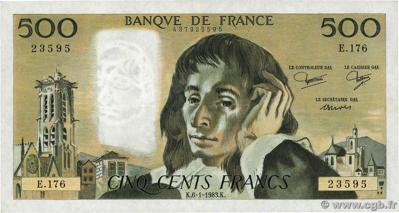 500 Francs PASCAL FRANCIA  1983 F.71.28 EBC