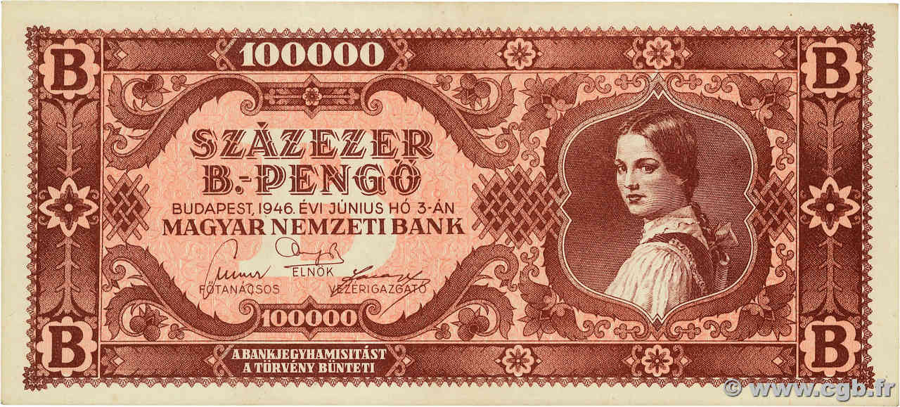 100000 B-Pengö HONGRIE  1946 P.133 pr.NEUF