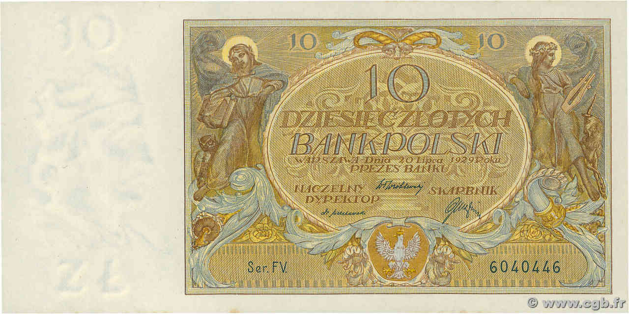 10 Zlotych POLOGNE  1929 P.069 pr.NEUF