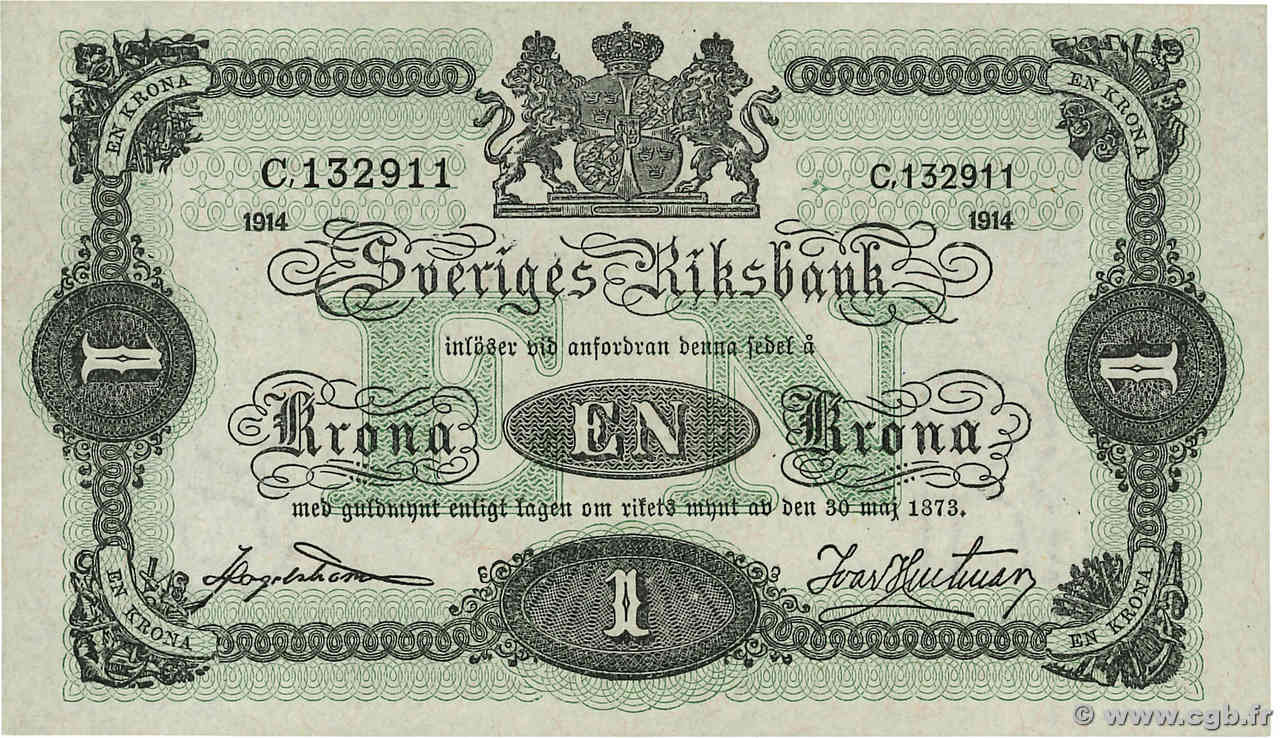 1 Krona SUÈDE  1914 P.32a SPL