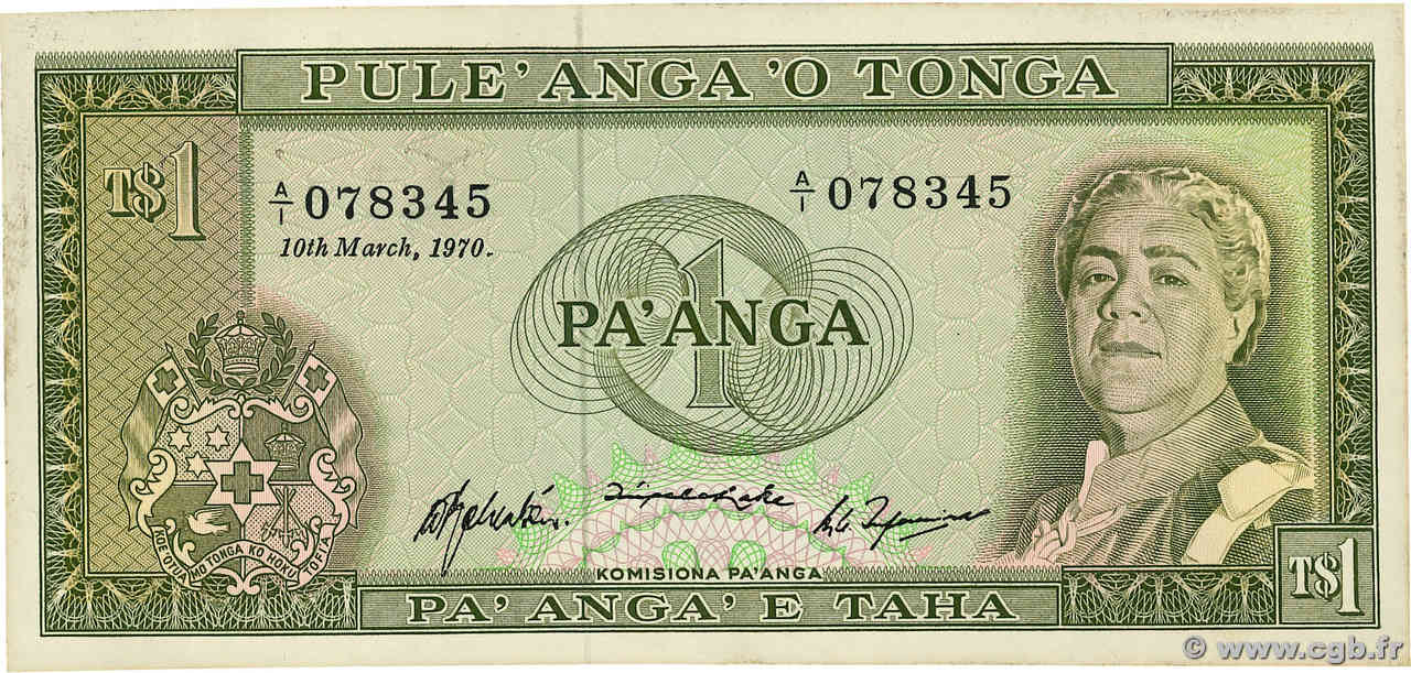 1 Pa anga TONGA  1970 P.14c EBC