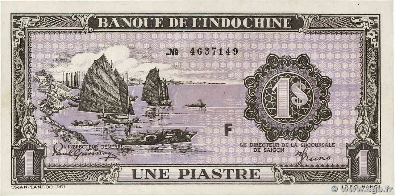 1 Piastre violet INDOCHINE FRANÇAISE  1943 P.060 SPL+