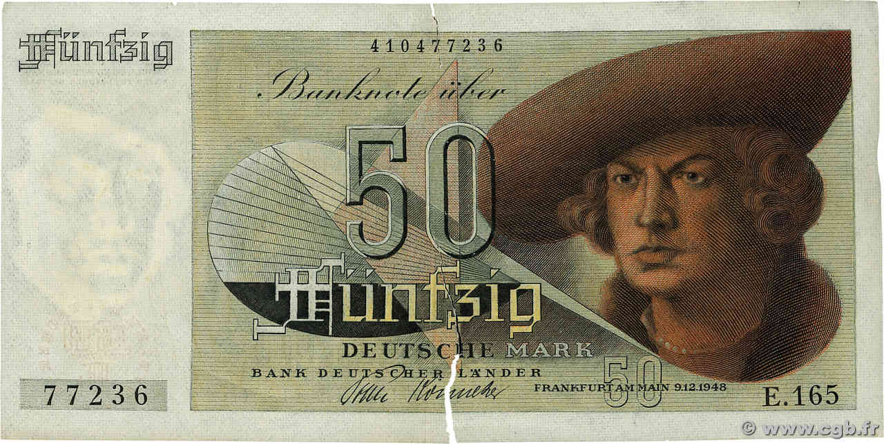 50 Deutsche Mark GERMAN FEDERAL REPUBLIC  1948 P.14a F-