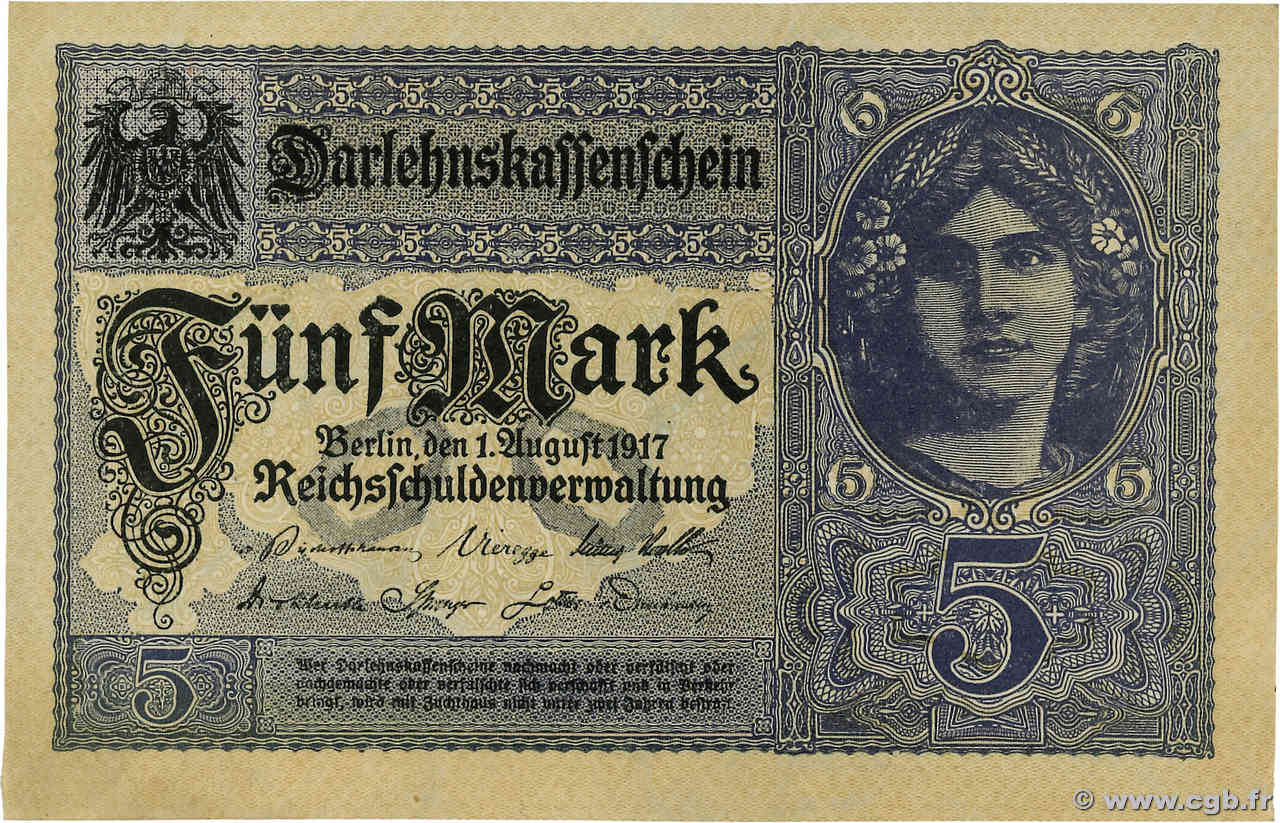 5 Mark ALLEMAGNE  1917 P.056a SPL