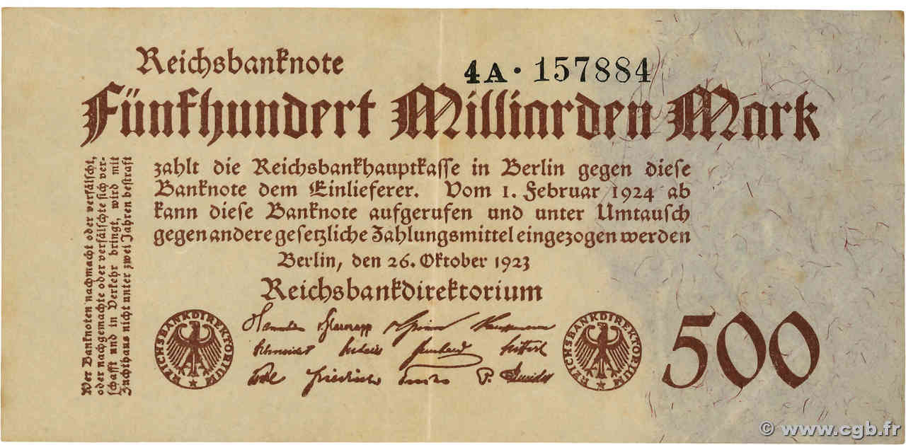 500 Milliarden Mark GERMANY  1923 P.127b VF