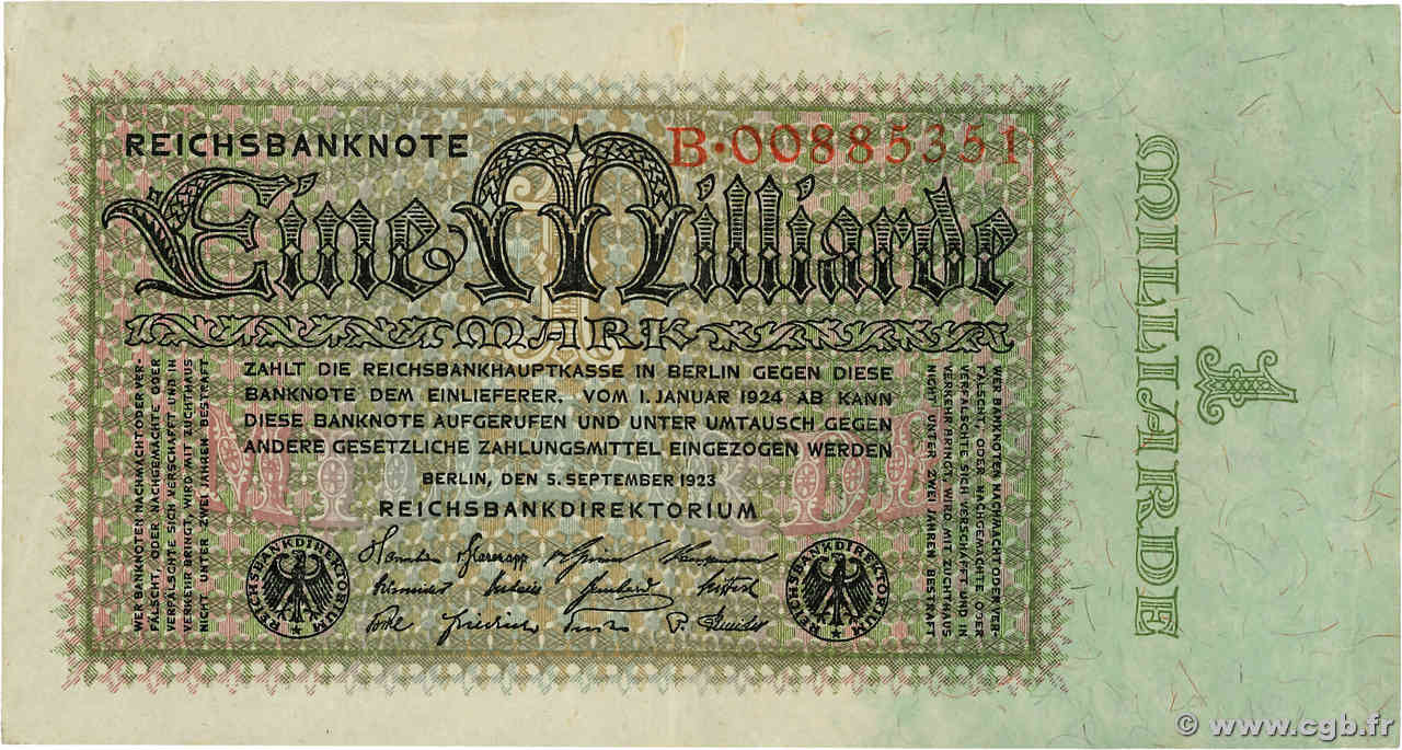 1 Milliard Mark ALLEMAGNE  1923 P.114 TTB