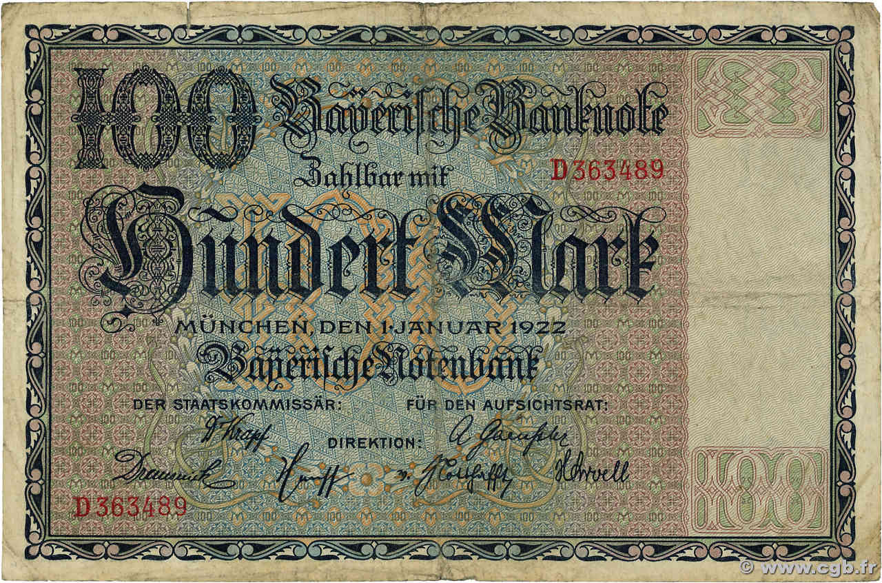 100 Mark ALLEMAGNE Munich 1922 PS.0923 pr.TB