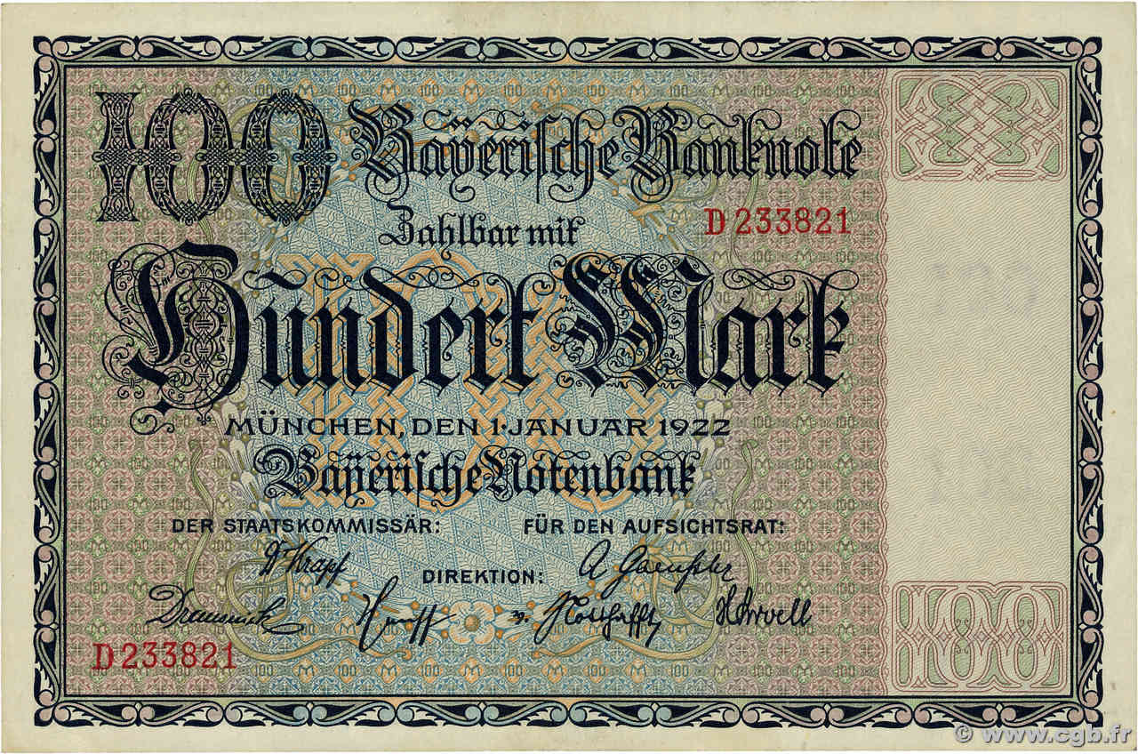 100 Mark GERMANIA Munich 1922 PS.0923 q.SPL