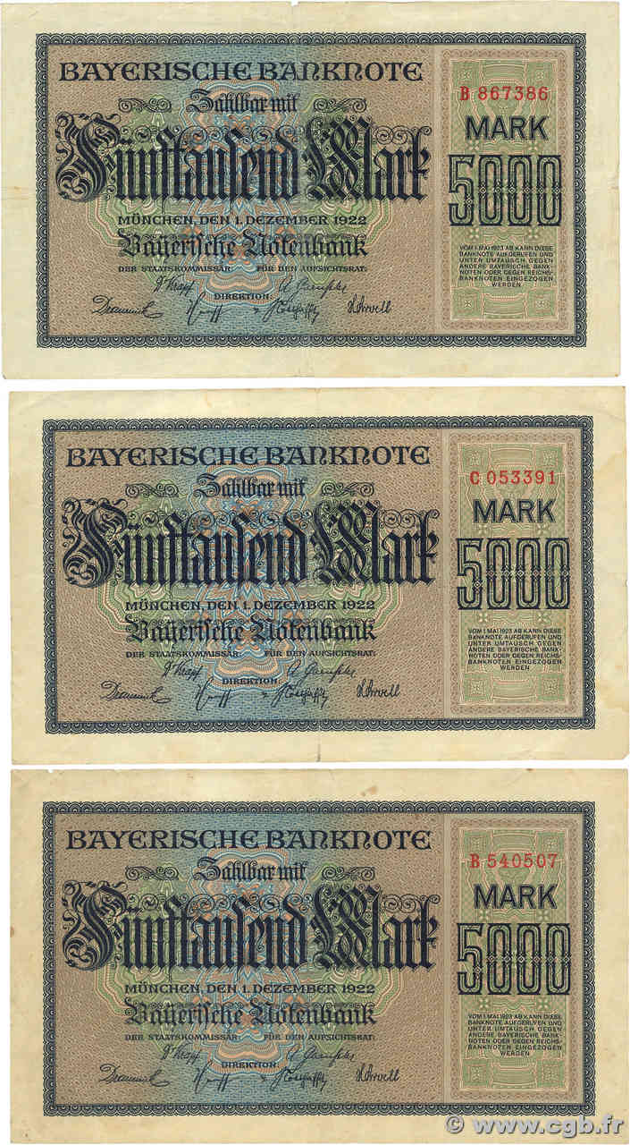 5000 Mark Lot ALEMANIA Munich 1922 PS.0925 RC+