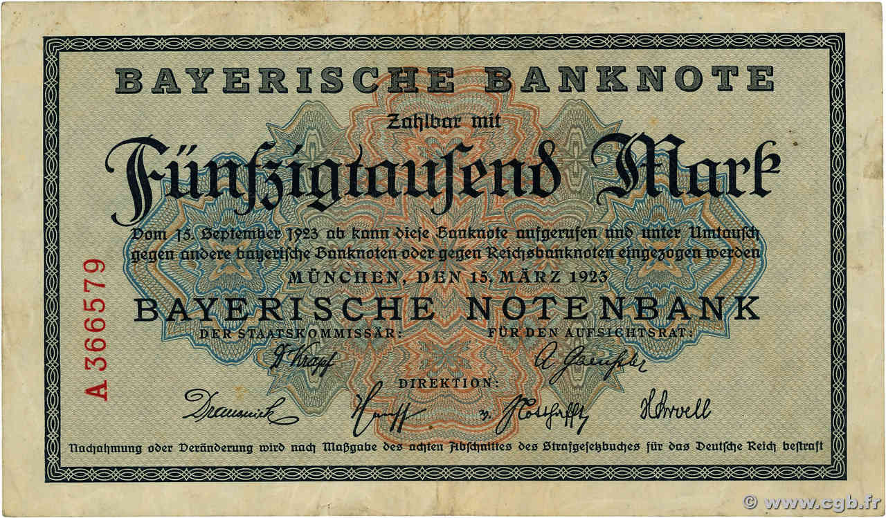 50000 Mark ALLEMAGNE Munich 1923 PS.0927 TB