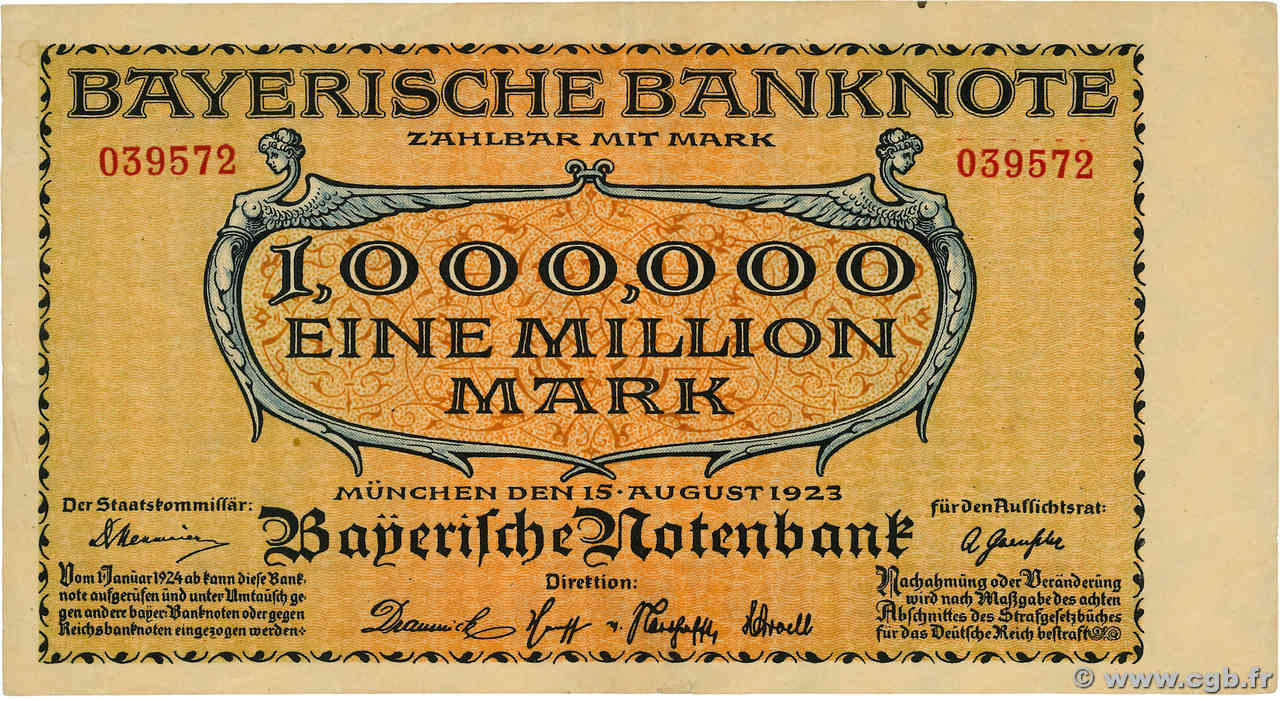 1 Million Mark GERMANY Munich 1923 PS.0929 VF