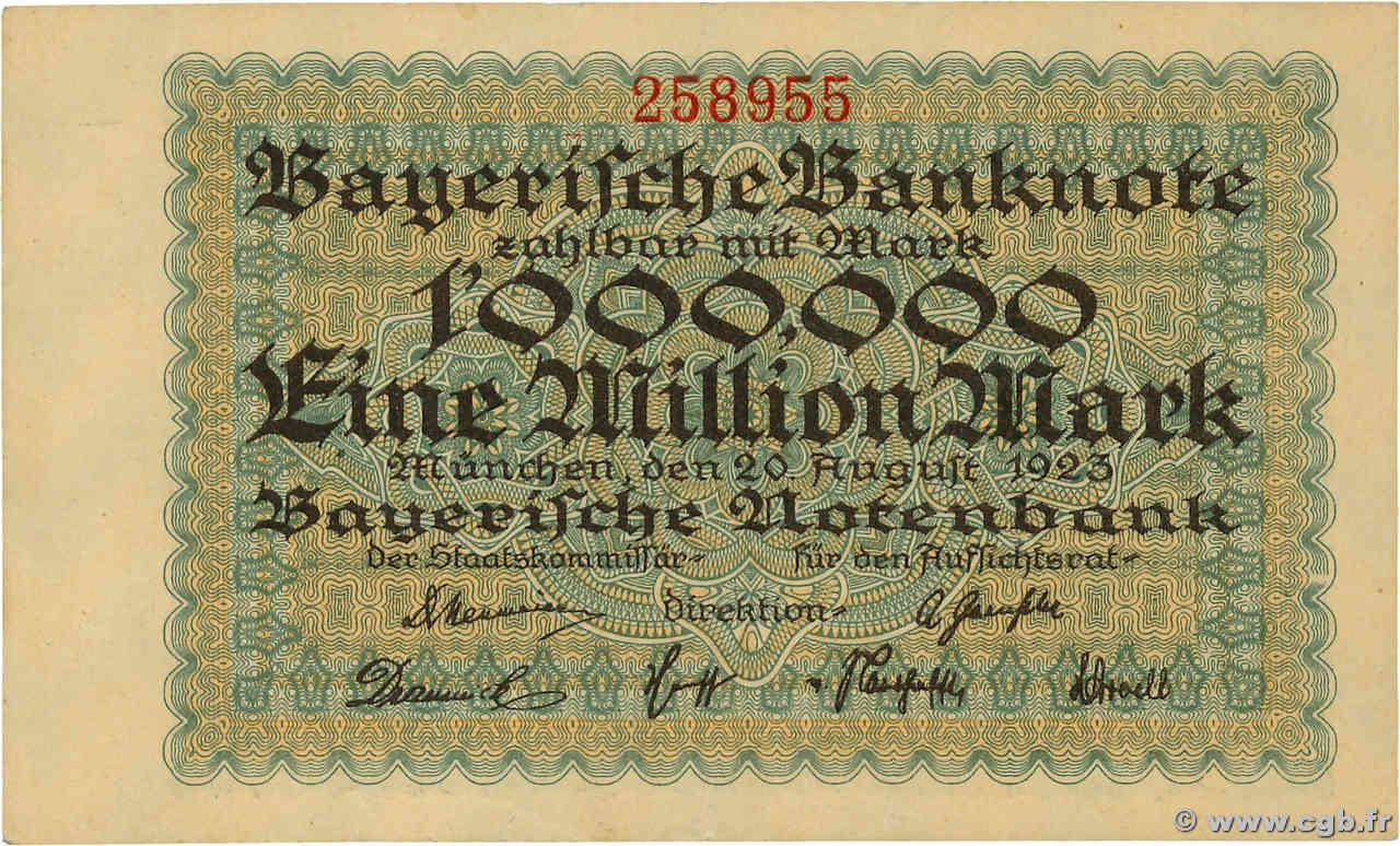 1 Million Mark GERMANY Munich 1923 PS.0931 XF