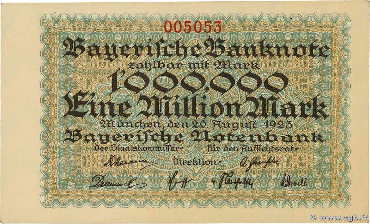 1 Million Mark DEUTSCHLAND Munich 1923 PS.0931 fST