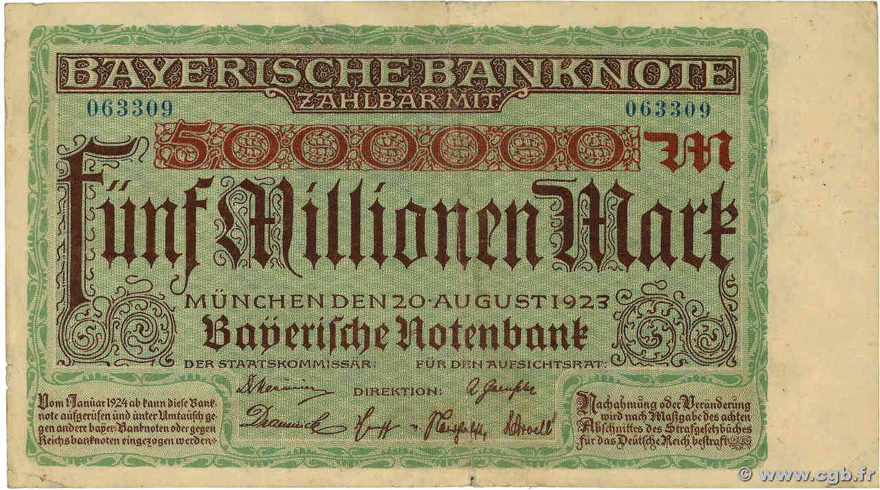 5 Millions Mark GERMANY Munich 1923 PS.0932 F-