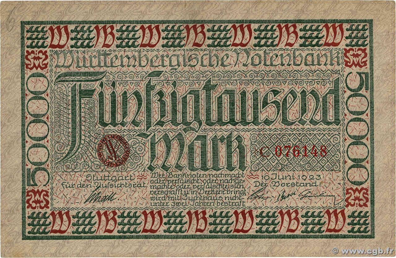 50000 Mark GERMANIA Stuttgart 1923 PS.0984 BB