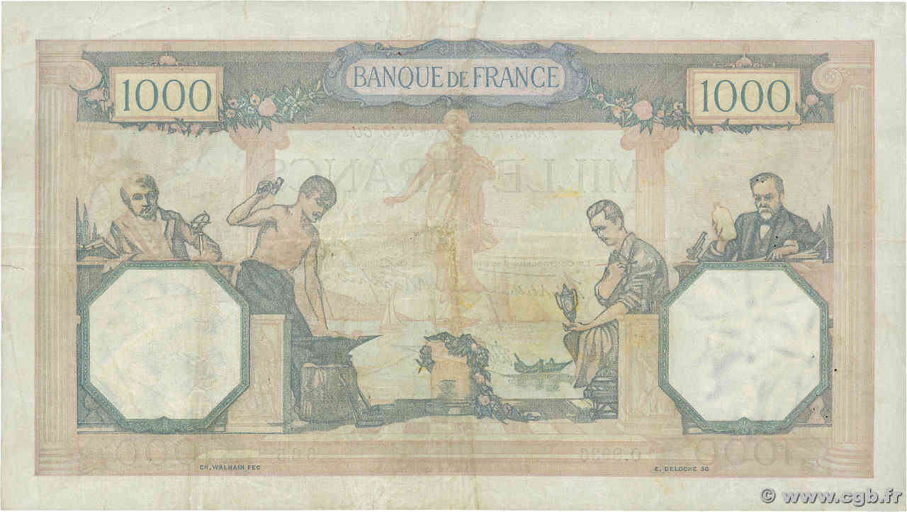 1000 Francs CÉRÈS ET MERCURE type modifié FRANCE 1940 F.38.43 523491 ...
