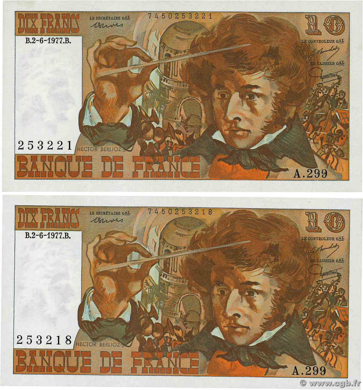 10 Francs BERLIOZ Lot FRANCE  1977 F.63.22 SUP+