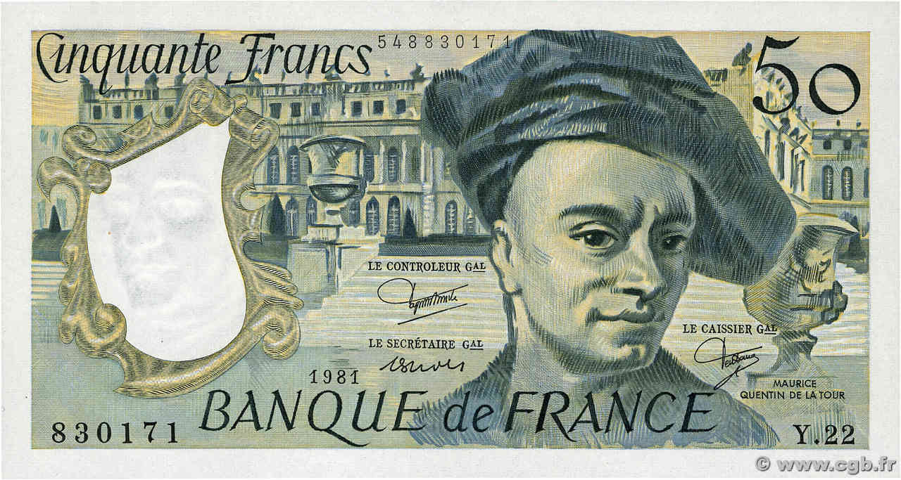 50 Francs QUENTIN DE LA TOUR FRANKREICH  1981 F.67.07 fST+