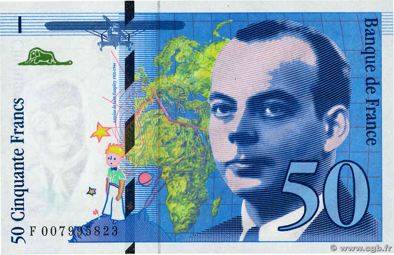 50 Francs SAINT-EXUPÉRY FRANCIA  1993 F.72.02 FDC