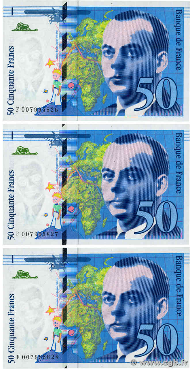 50 Francs SAINT-EXUPÉRY Consécutifs FRANCIA  1993 F.72.02 SC+