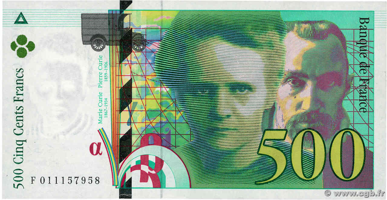 500 Francs PIERRE ET MARIE CURIE FRANCIA  1994 F.76.01 EBC+