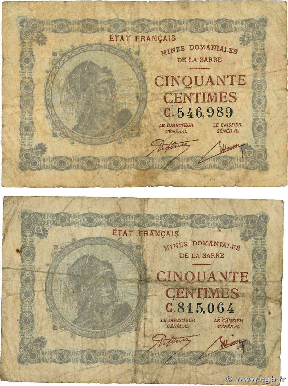 50 Centimes MINES DOMANIALES DE LA SARRE Lot FRANCE  1920 VF.50.03 G