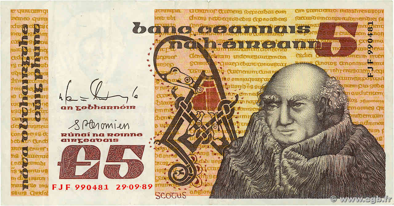 5 Pounds IRLANDE  1989 P.071e TTB