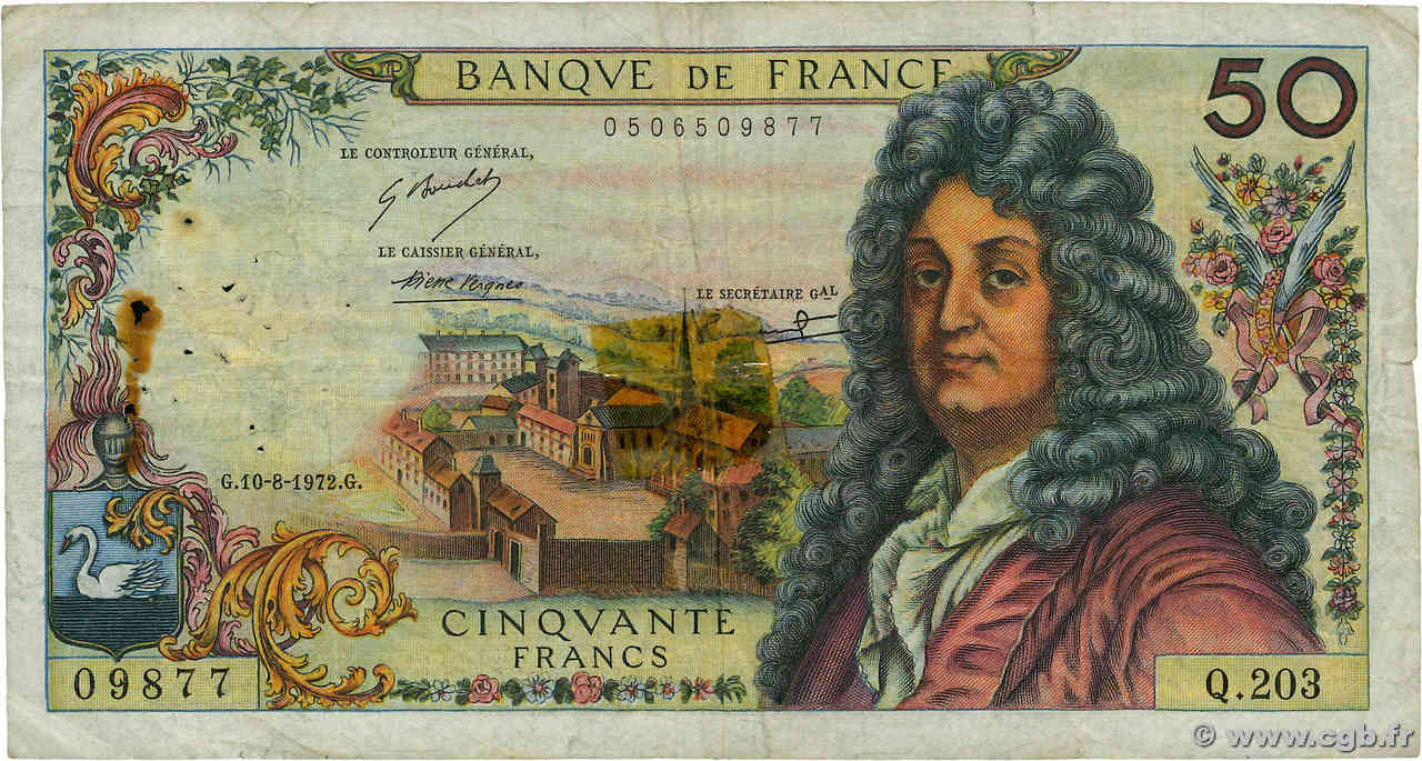 50 Francs RACINE FRANCIA  1972 F.64.21 RC+