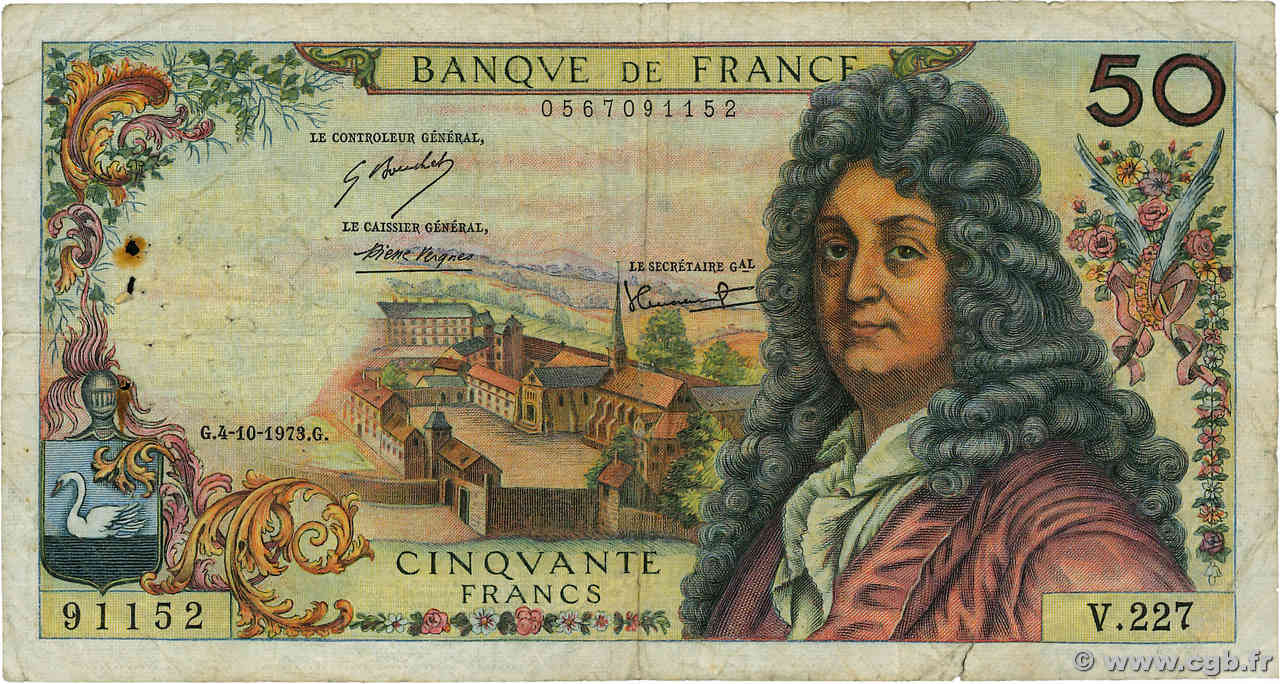 50 Francs RACINE FRANCIA  1973 F.64.24 RC+