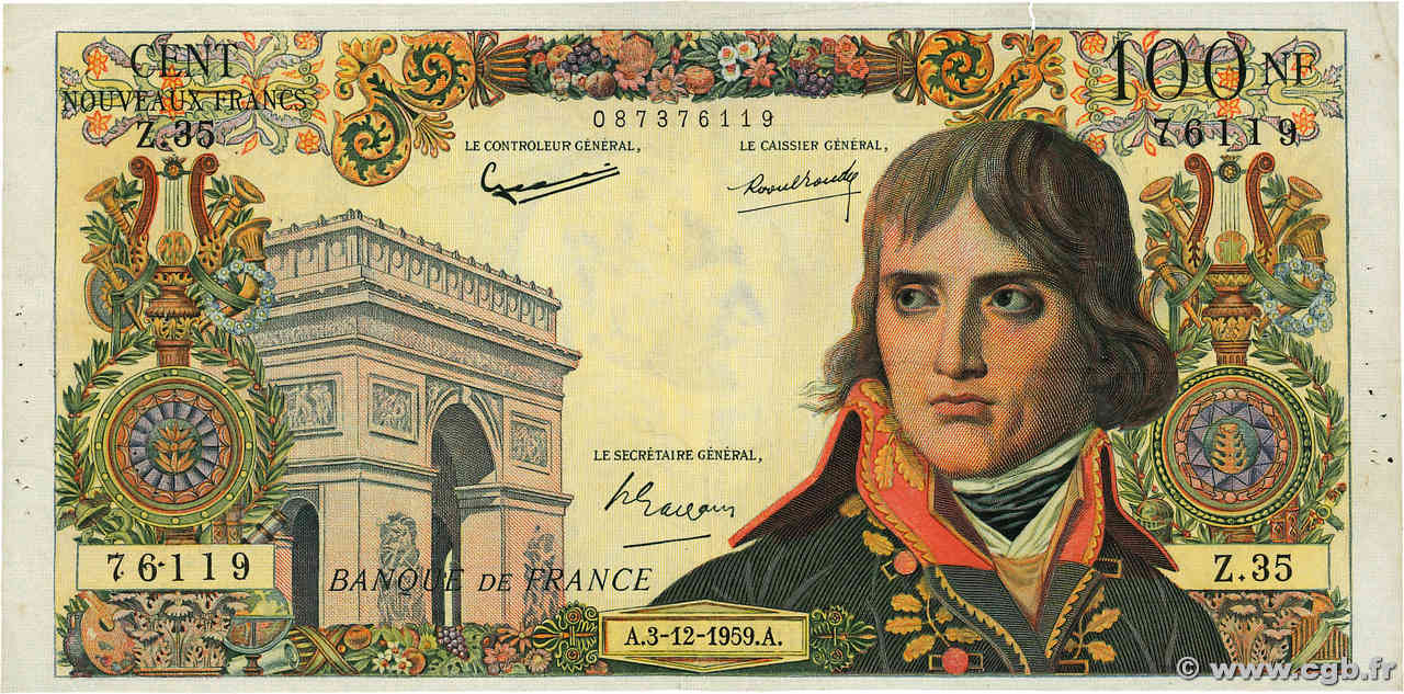 100 Nouveaux Francs BONAPARTE FRANKREICH  1959 F.59.04 SGE