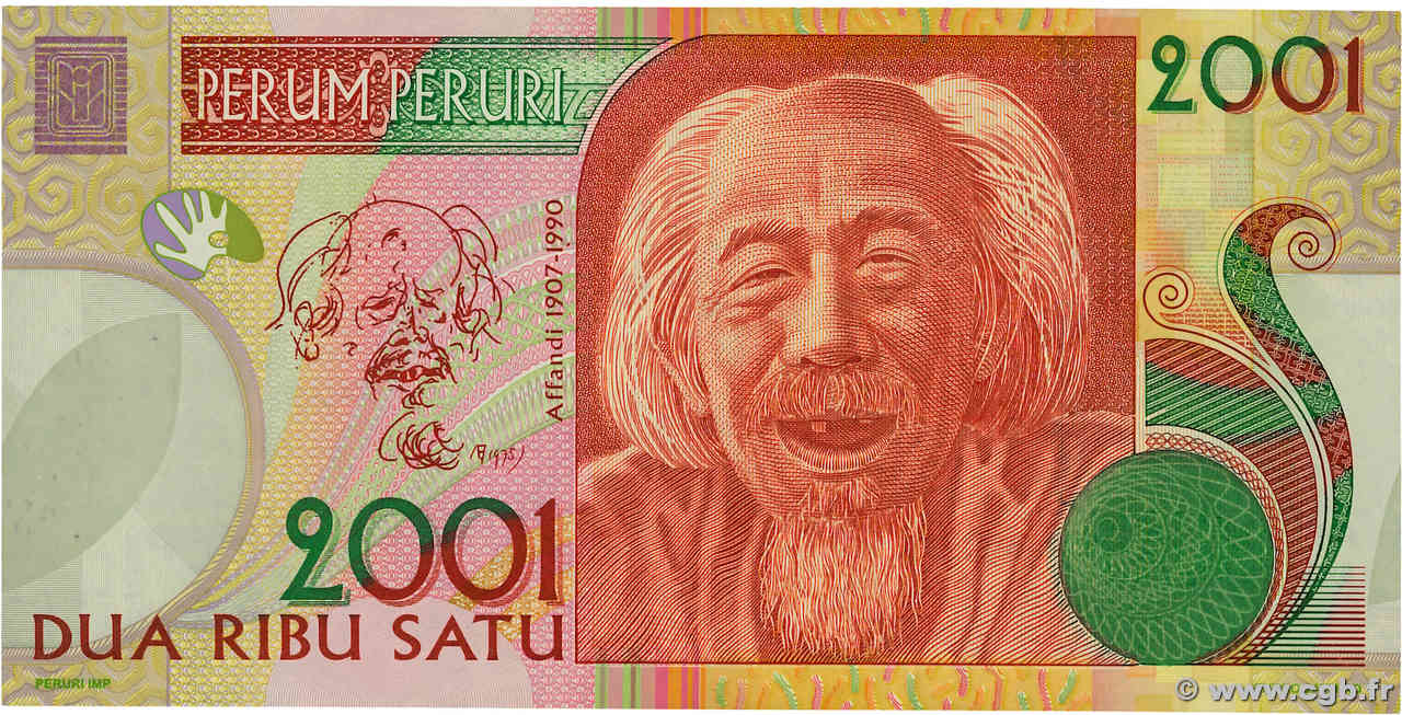 1 Mark Test Note INDONESIA  2000 P.- UNC